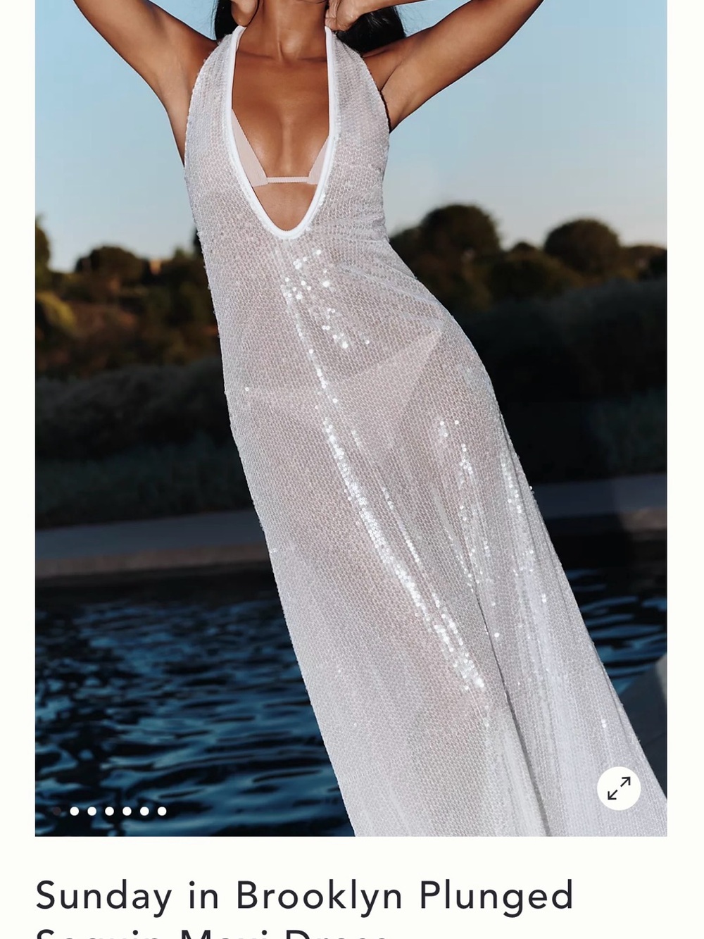 Sunday in Brooklyn White Sequin Plunged Swim Coverup Maxi